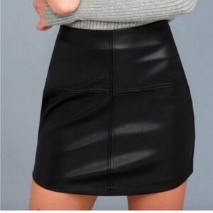 NWT Lulu's Black Vegan Leather Mini Skirt